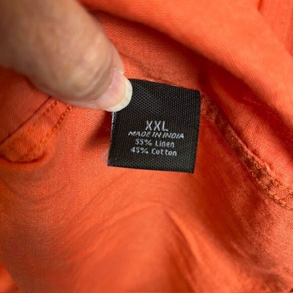 Marc Anthony Linen Blend Double Pocket Button Front Shirt Orange Size XXL - Picture 4 of 9